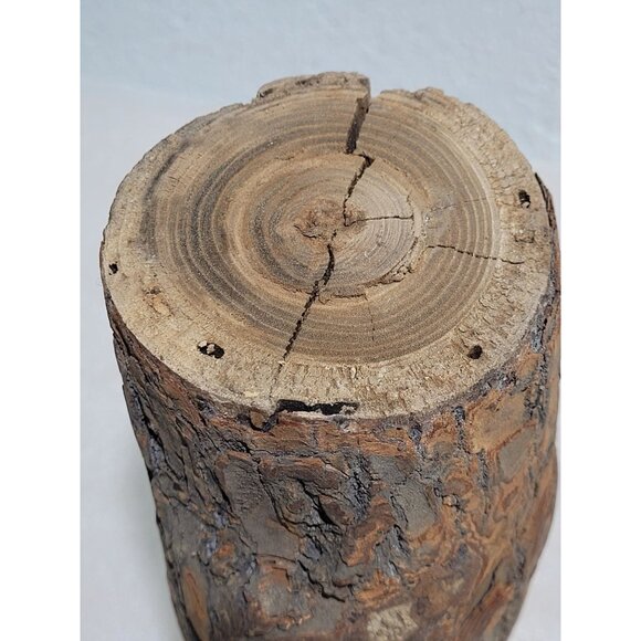Hand Crafted Wood Tree Log Bark Candle Holder Shelf Decor 10.5" Rustic Cabin - Picture 7 of 10